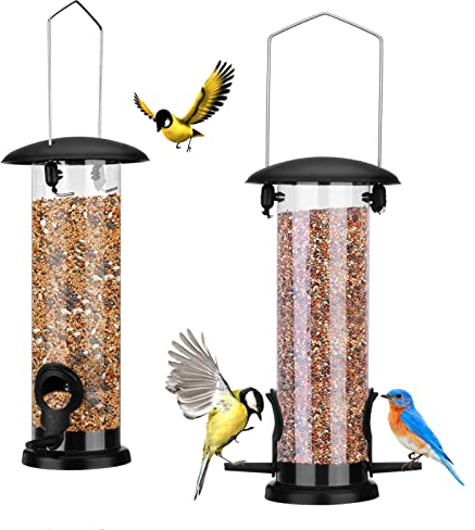 Kungfu Mall 2PCS Bird Feeders Hanging Wild Garden Bird Seed Feeder Hanging Feeders for Small Birds Garden Outdoors Feeding