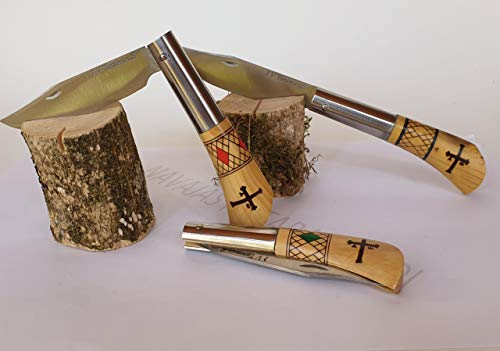 Navaja artesanal TARAMUNDI boj decorada con goma laca Caza, Pesca, Camping, Outdoor, Supervivencia y Bushcraft + Portabotellas de regalo