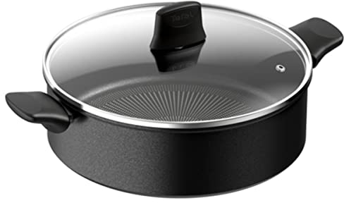 Tefal Ultimate On Sauteuse + couvercle, Tous feux dont induction, Nettoyage facile, Haute performance, Revêtement antiadhésif, Thermo-Signal, Cuisson saine, G2607283, Noir, Sauteuse 28 cm