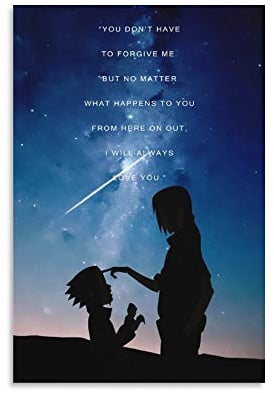 Itachi Uchiha Sasuke Zitat Leinwand Kunst Poster und Wandkunst Bild Druck Moderne Familie Schlafzimmer Dekor Poster 60 × 90 cm