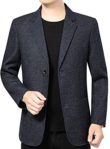 YOUTHUP Blazer Homme à Carreaux Slim Fit 2 Boutons Blazer Vintage Veste de Costume Homme Casual, Gris Noir, L