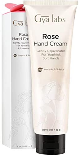 Gya Labs Rose Hand Cream (60ml) Moisturizing For Dry Hands & Cracked Skin - Enriched with Shea Butter & Pure Rose Oil - Travel-sized & Good For Holiday Gifts