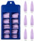 Lot de 100 faux ongles naturels - 10 tailles - Mat - Couverture complète - Pour ongles longs et pointus - Pour manucure - Couleur : lilas