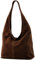 modamoda de T150 Damen Schultertasche Shopper Large aus Wildleder handmade in Italy, Farbe:Schokoladenbraun