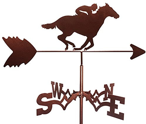 ANCNA Girouettes Girouette Cheval de Course Silhouette équestre scène de Ferme décoration en INOX Style Antique
