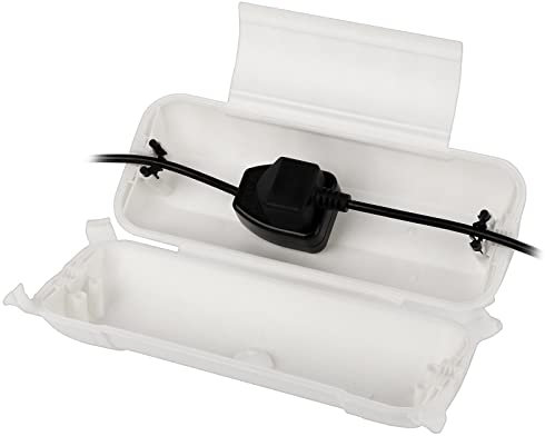 RESTMO Outdoor IP44 Waterproof Connection Box (29 × 11 × 7.5cm), Weatherproof Extension Lead Cover, Safety Seal Enclosure for Holiday Lights, LED Strips, Power Tools, Fountain, White