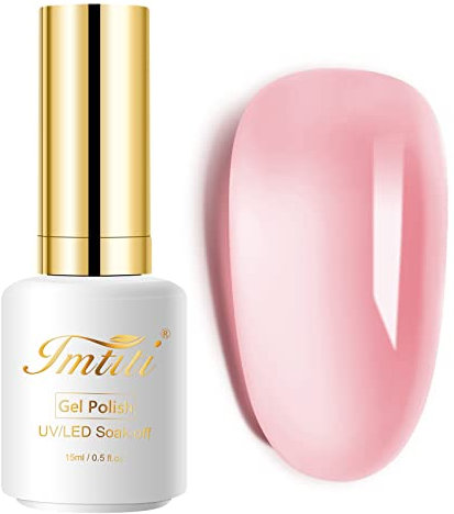 Imtiti Gel Nail Polish - Jelly Light Pink Color Soak Off Lamp Art Manicure Salon DIY at Home, 15ml Christmas Art