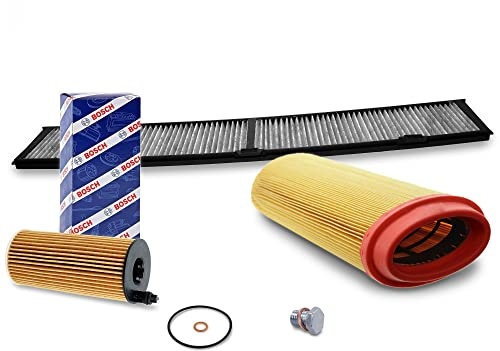 ATEC Germany Inspektionspaket Filterset mit 1x Ölfilter; 1x Luftfilter; 1x Innenraumfilter (Aktivkohle); 1x Ölablassschraube mit Dichtring, KOMPATIBEL MIT - BMW 3er (E90) (E93) (E91)