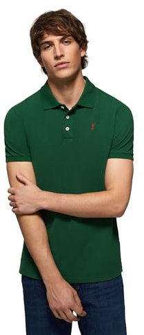 Polo Club - Polo Manga Corta para Hombre | Algodón Suave Piqué | Logo Bordado | Ideal para Chinos o Vaqueros | Patrón Regular Fit, Verde Botella, 3XL, Algodón