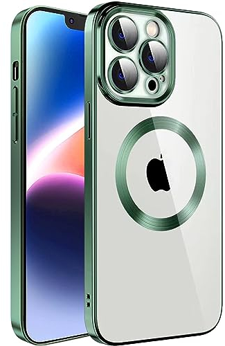 S. Dawezo Klare Magnetische Hülle für iPhone 11 Pro, kompatibel mit MagSafe Kabelloses Laden, Militärnorm Schutz, Kratzfest, Stoßfest, Schlanke Transparente Silikonhülle für iPhone 11 Pro Hülle, Grün