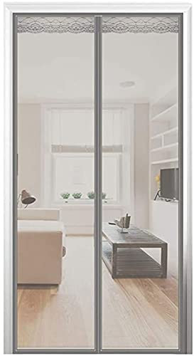 Magnetisches Moskitonetz - Anti-Mücken-Magnetnetz-Vorhang 155 x 220 cm Magnete verschließen automatisch Moskitonetz-Vorhang für Balkon Fenster Wohnzimmer Einfache Montage ohne Bohren, Grau