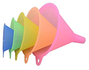 Kisbeibi Plastic Funnel, Rainbow Kitchen Funnels for Filling Bottles or Containers, Small Funnel Sets, 1 Set - 5 Cooking Funnels for Transferring Liquid, Fluid and Dry Ingredients(5 pcs)