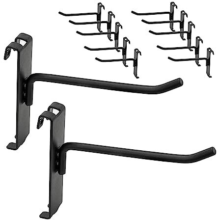 YEUIKERR 36 Stück 10,2 cm schwarze Gridwall Peg Haken Heavy Duty Display Haken für Gitter Wandpaneel, Gitter Wandhaken & Aufhänger für Zimmer, Garage, Geschäft, Einzelhandel Display