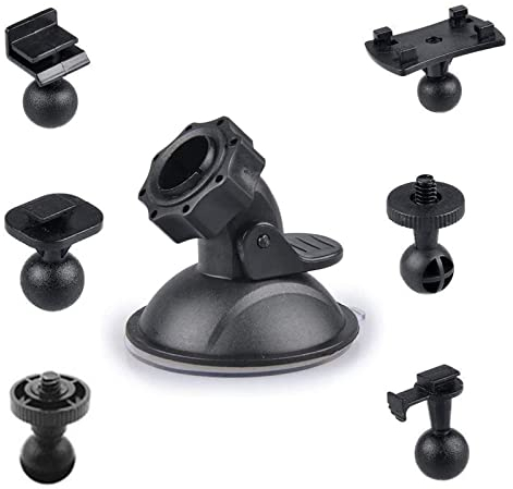 DOYUKY Auto Saugnapf Fuer Dashcam Halterung, Auto Saugnapf Dash Cam mit 6 Typen Adapter, 360 Grad Winkel Fuer Dashcam Halterung für Video Recorder an Windschutzscheibe & Armaturenbrett