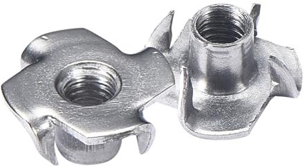 Bolt Dropper T-Nuts - Stainless Steel 4-Pronged Tee Nut, M6x9mm - Dependable Hardware for Fastening Wood, Particle or Composite Material Workpieces - Set of 25