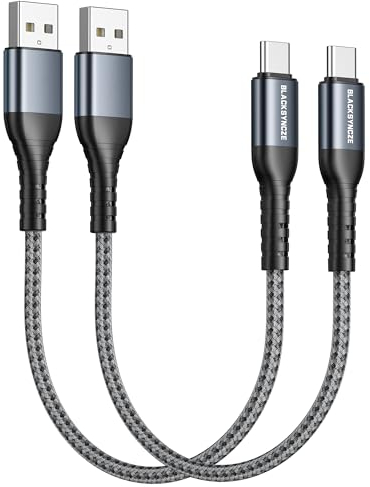 BLACKSYNCZE USB C Kabel Kurz 3.1A 2Stück 0.3M Schnellladung, USB Typ C Ladekabel Nylon Geflochten USB C Schnellladekabel für Samsung Galaxy S23 S22 S21 S10 S9, Note 20 10, Huawei P50 P40, Pixel 7