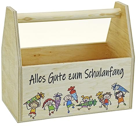 HW HOLZKISTEN-WELT Geschenkverpackung zum Schulanfang/Einschulung Körbchen Holzkiste