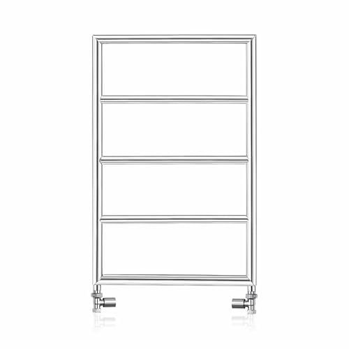 Zamuna Towel Radiator Dual Fuel Cast Iron, Polished Finish Towel Warmer Heater, 5 Bars Ladder Rail for Bathroom and Home, Electric Central Heating, Wall Mounted 800 X 500 mm (Chrome)