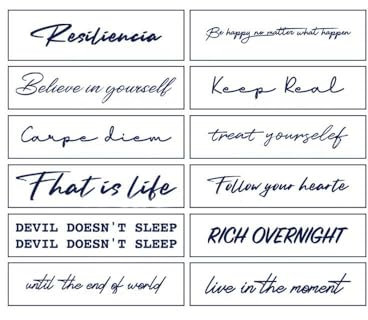 12 English Short Sentence Temporary Tattoo Stickers For Women On Neck Juice Plant Ink Waterproof Semi-Permanent And Lasting 2 Weeks For Men