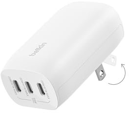 Belkin BoostCharge 3-Port USB-C Wall Charger with PPS 67W, USB-C PD 3.1 Enabled Fast Charging iPhone Charger for iPhone 15 Series, MacBook Pro, AirPods, Galaxy, and Other PD Enabled Devices - White