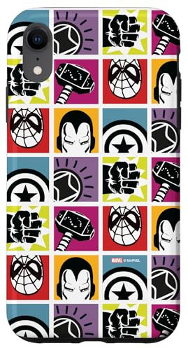 iPhone XR Marvel Avengers Spider-Man Super Hero Icons Retro Pattern Case
