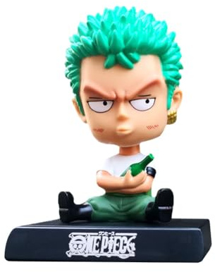 ZKTSRY Figurines à tête branlante One Piece Anime Luffy, Support de téléphone à tête secouante, Décoration de tableau de bord de voiture, Modèles de figurines d'anime classiques pour la maison