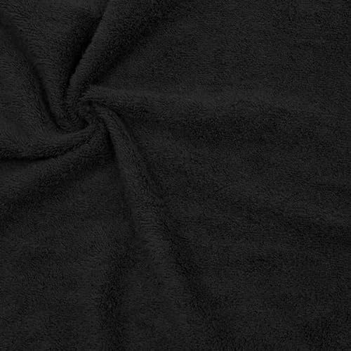 STOFFKONTOR Frottee Baumwollstoff Stoff - Öko-Tex Standard 100 - Meterware, Farbe Schwarz - zum Nähen von Bekleidung, Kissenbezügen, Dekorationen UVM.