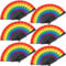 6 Pack Pride Rainbow Folding Fans Decorations Pride Fan Gay Lesbian Wedding Pride Decor LGBT Pride Month Parade Accessories Party Favors Stuff Hand Fans for Women Men, Horizontal Rainbow Black