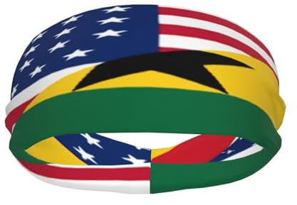 Sport Schweißband Ghana Und Amerikanische Halbflagge Schweißbänder Unisex Stirnband Sport Breit Radsport Schweißband Für Damen Training Yoga