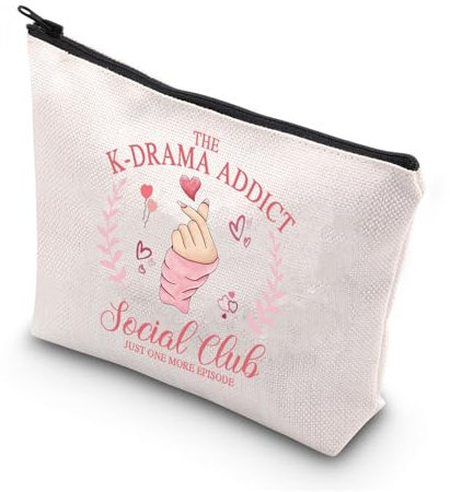 WSNANG K-Drama Gift K-Drama Addict Social Club Make-up-Tasche, koreanische Drama-Fans, Kosmetiktasche, koreanisches Drama-Süchtig-Geschenk, K-Drama Addict Tasche, Einheitsgröße, Modern