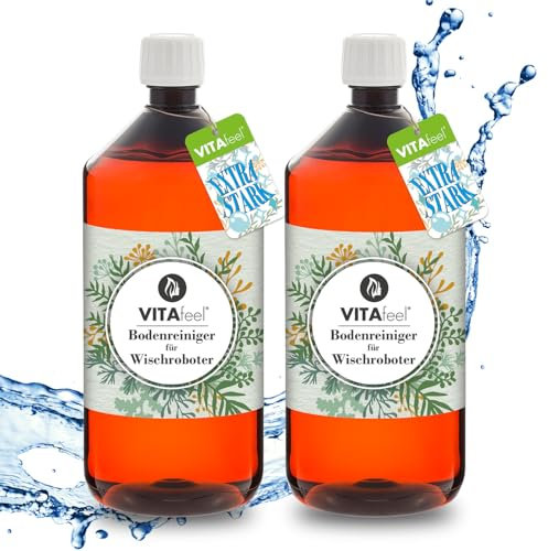 Bodenreiniger für alle Wischroboter 2000 ml - Extrem gründliches Reinigungsmittel - streifenfrei, schaumarm und schnelltrocknend - ideal für Laminat, Fliesen, Parkett, PVC - GreatVita
