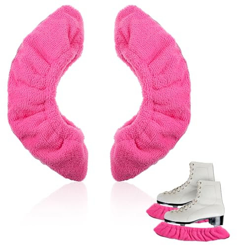 Prasacco 2 Stück/1 Paar Kufenschoner für Schlittschuhe, Elastische Schlittschuhe Kufenschoner 25 x 8,5 cm Faser Schutzhülle für Kinder Hockeyschlittschuhe und Eiskunstlaufschuhe (Rosarot, Größe L)