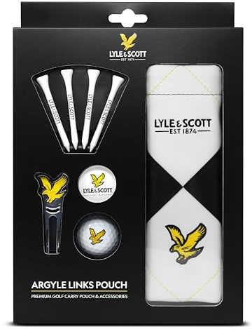 Lyle & Scott Unisex Argyle Links Golf Pouch Gift Set, Black