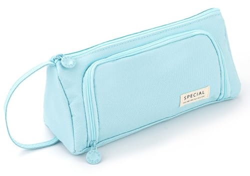 Pencil Case Tragbare, XJLyaya Federmäppchen, Große Kapazität Pencil Case, Mäppchen Federmäppchen Mädchen Teenager Stiftetasche Stiftemappe, für Schule, Büro,Mädchen Jugendliche Erwachsene (Himmelblau)