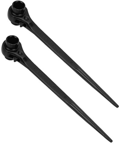 Aramanara 2 Pcs 19mm x 21mm Ratchet Podger Spanner, Double Sided Scaffold Spanner, Ratchet Scaffolding Wrench for Construction Works(Black)