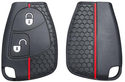 OTMIK Silikon Autoschlüssel Hülle passend für Mercedes Benz AMG Viano W639 B C E S ML SLK CLK Klasse W211 W202 Schlüsselhülle Zubehör (2 Knöpfe)