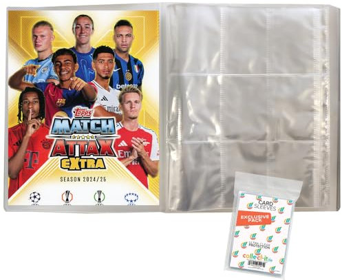 Bundle mit Match Attax Champions League 2024/25 EXTRA - Trading Cards - 1 Leere Sammelmappe + Exklusive Collect-it Hüllen, passende Sammelmappe für Ihre Karten