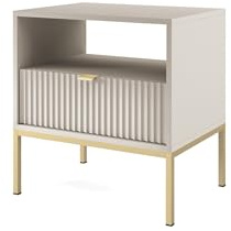 3E 3xE living.com Nachttisch in Kaschmir, Gestell Gold, Maße: 54 x 56 x 39 cm – Edles und Modernes Design