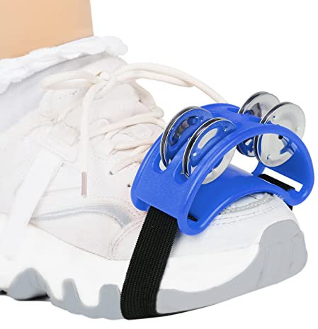 Tambourin au Pied, Pied de Percussion à Sets de Tambour à avec Jingle de Métal pour Jouer à la Tambour et à la Guitare (BLUE