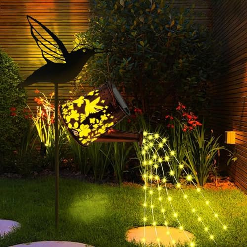 XIHAMA - Regadera luminosa solar, luces de regadera solar para jardín con guirnalda luminosa de 36 LED, metal Retro, impermeable para jardín, patio, patio, pasillo, linterna para decoración de plantas