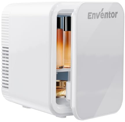 Enventor Mini Fridge 4 Litre/ 6 Can, AC+12V DC Power, Portable Cooler & Warmer for Bedrooms, Home, Car, Travel/Skincare, Cosmetics/Fruit and Drinks, White