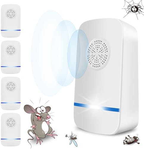 DOBWGXZ 2025 Upgrade Ultrasonic Pest Repeller, 4 Pack Powerful Mouse Repellent Plug-In Pest Control, Effective Against Mice, Rats, Mosquitoes (4)