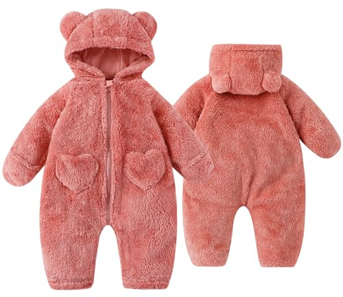 Fohuanky Grenouillère d'hiver à capuche en polaire chaude pour bébé garçon et fille de 0 à 12 mois