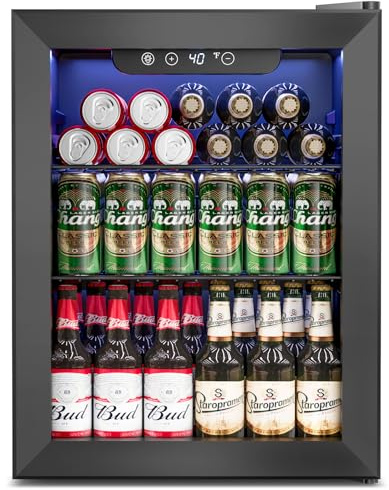 Feelfunn - 1.7 Cubic Feet Small Drink Refrigerator - 68 Can Mini Fridge with Glass Door for Soda Beer Wine - Small Fridge for Bedroom, Office