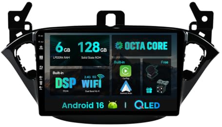 SXAUTO [6G+128G] Android 15 IPS Autoradio Per Opel Corsa/Adam (2013-2019) - Senza fili CarPlay/Android Auto - Camera + MIC - DAB Dual Band WIFI Fast-boot Volante 360-CAM AHD DSP - 2 Din 9 Pollici