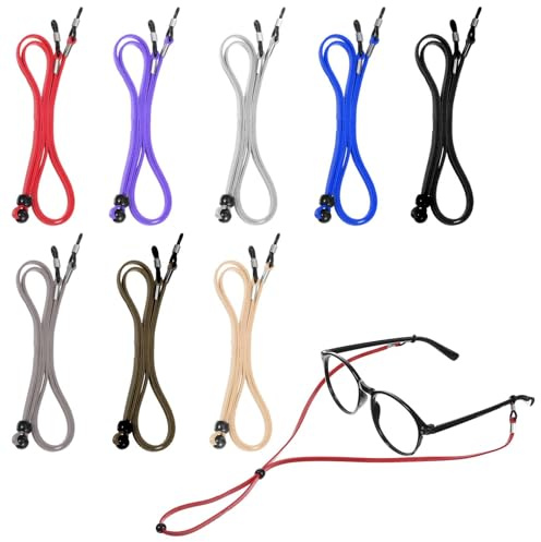 Quilax 8 Stück Brillenkette Damen,Leder Brillenkette,Verstellbares Brillenband um den Hals, Hängende Brillenschnur Geeignet für Mädchen Kinder Herren Sonnenbrillen Presbyope