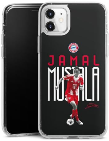 Silikon Hülle kompatibel mit Apple iPhone 11 Case transparent Handyhülle FC Bayern München Jamal Musiala Offizielles Lizenzprodukt