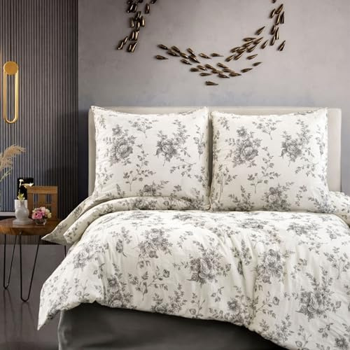 ZIRVEHOME Bettwäsche 240x220 cm. 3-teilig Set 100% Baumwolle Bettbezug 240x 220cm Kissenbezug 80x80cm Renforcé Bettwäsche-Sets 240x220 mit Reißverschluss, EvlaV1