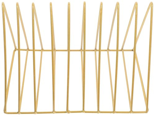 DOITOOL Étagère de Bureau en Fer Forgé Doré Grand Format, Serrage-livres Multifonction Triangulaire, Organisateur de Fichiers et Porte-documents Pratique pour Espace de Travail
