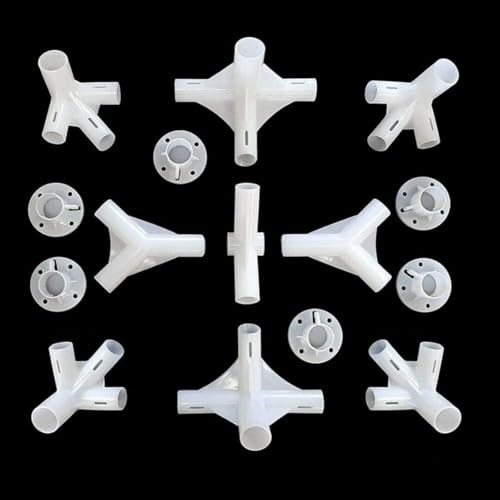 Zelt Ersatzteil Set für Pavillon und Markise, Eck und Mittelverbinder für 25/19 mm Rohre, robustes Kunststoff Zubehör zur Reparatur von Gartenlauben und Campingzelten, weiß(15pcs)